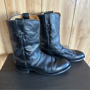 Justin Boots Black Leather Western Boots size 9.5 EE